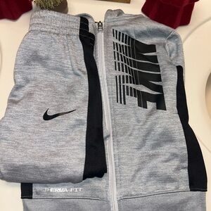 Nike Kids Gray and Black Therma-FIT Joggers